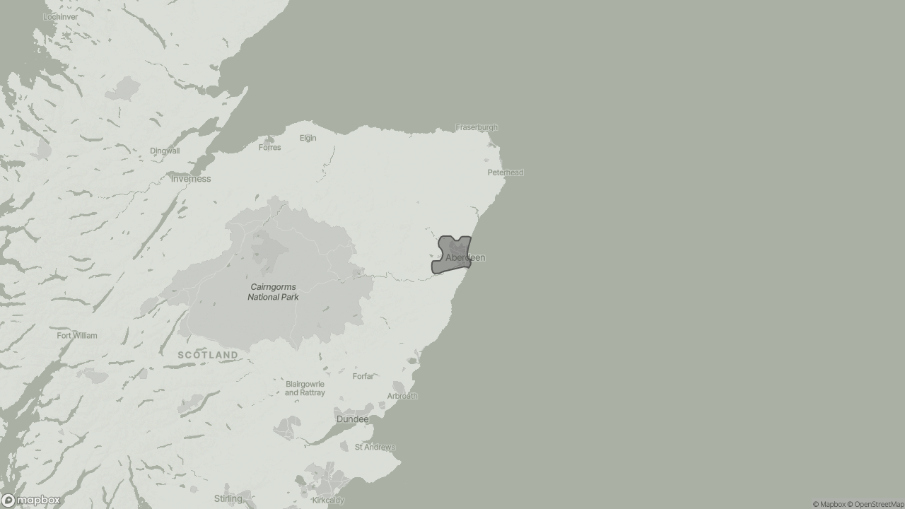 Map of Types of Home Care in Aberdeen showing towns we provide care in