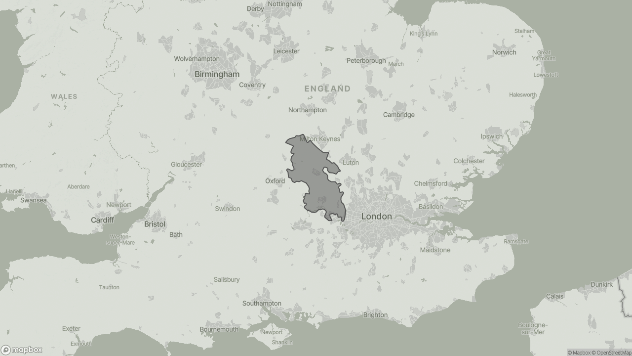 Map of Funding Live-in Care in Buckinghamshire showing towns we provide care in