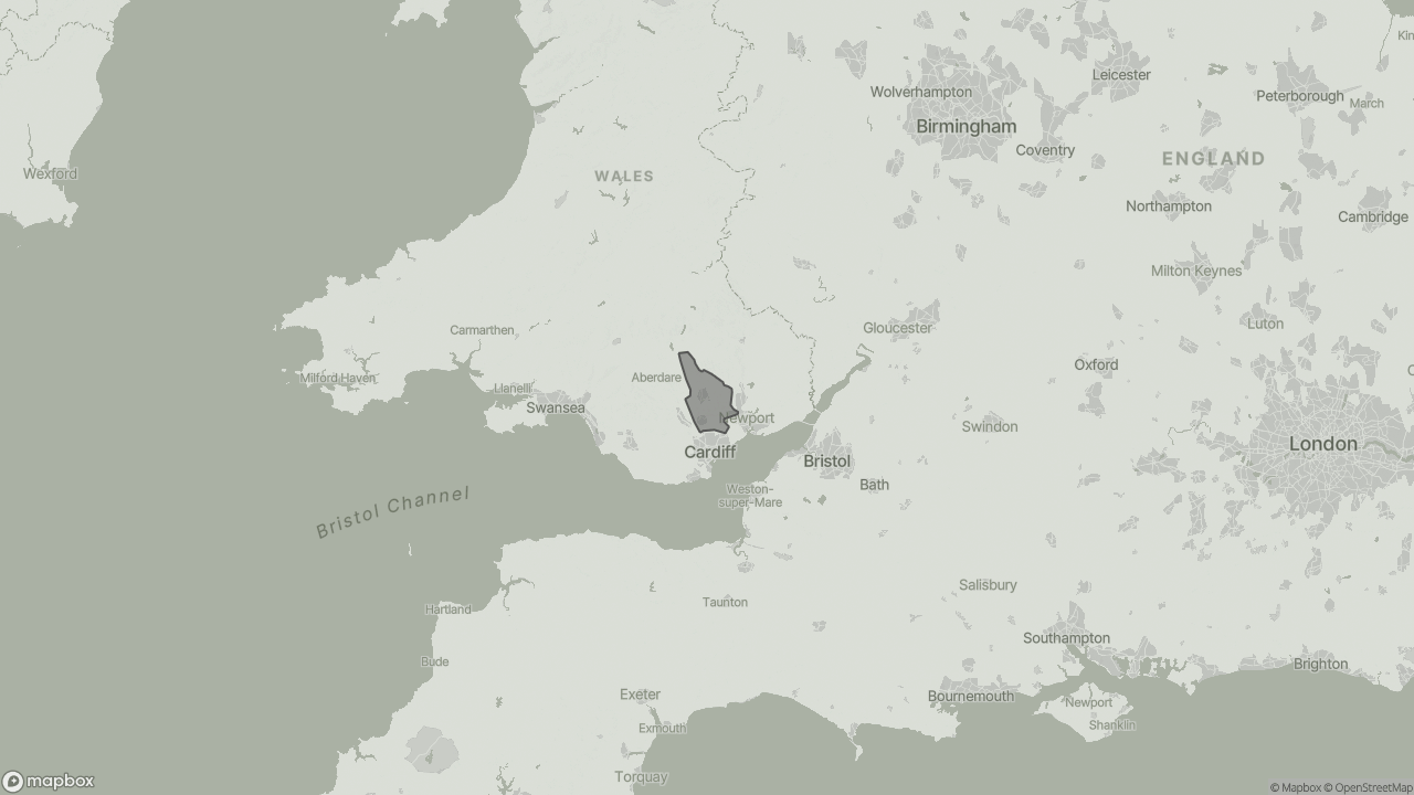 Map of Cost of Live-in Care in Caerphilly showing towns we provide care in