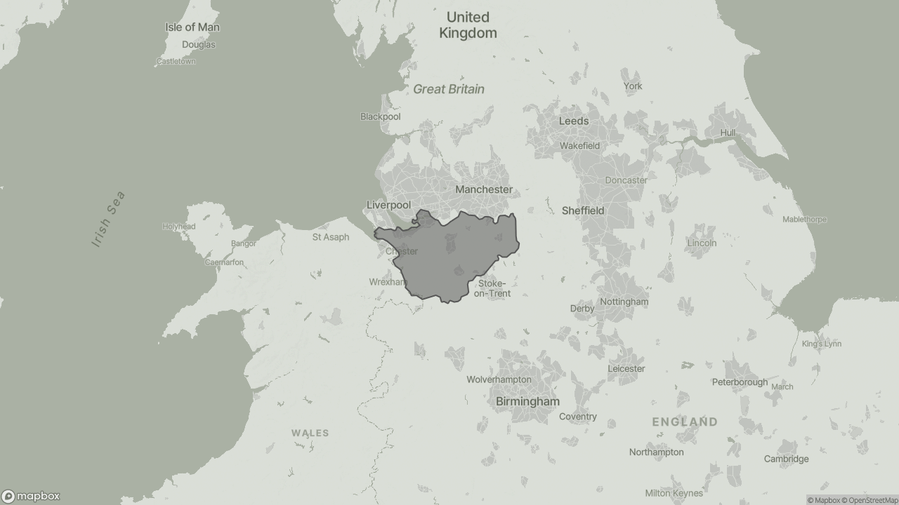 Map of Funding Live-in Care in Cheshire showing towns we provide care in