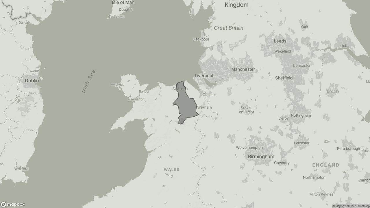 Map of Cost of Live-in Care in Denbighshire showing towns we provide care in