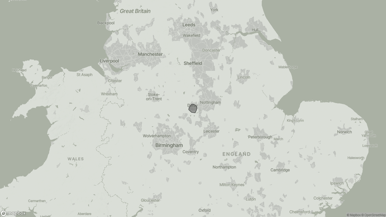 Map of Cost of Live-in Care in Derby showing towns we provide care in