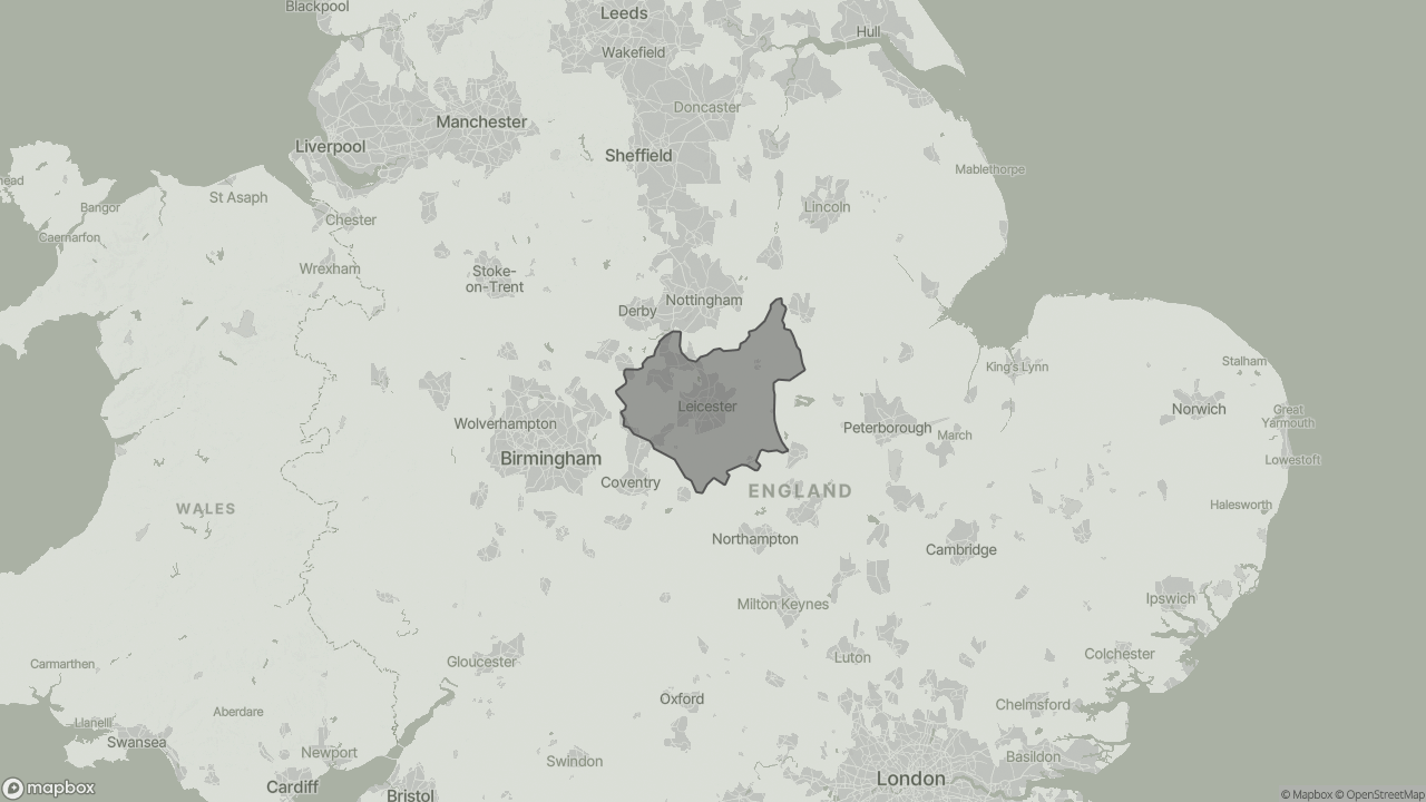 Map of Cost of Live-in Care in Leicestershire showing towns we provide care in