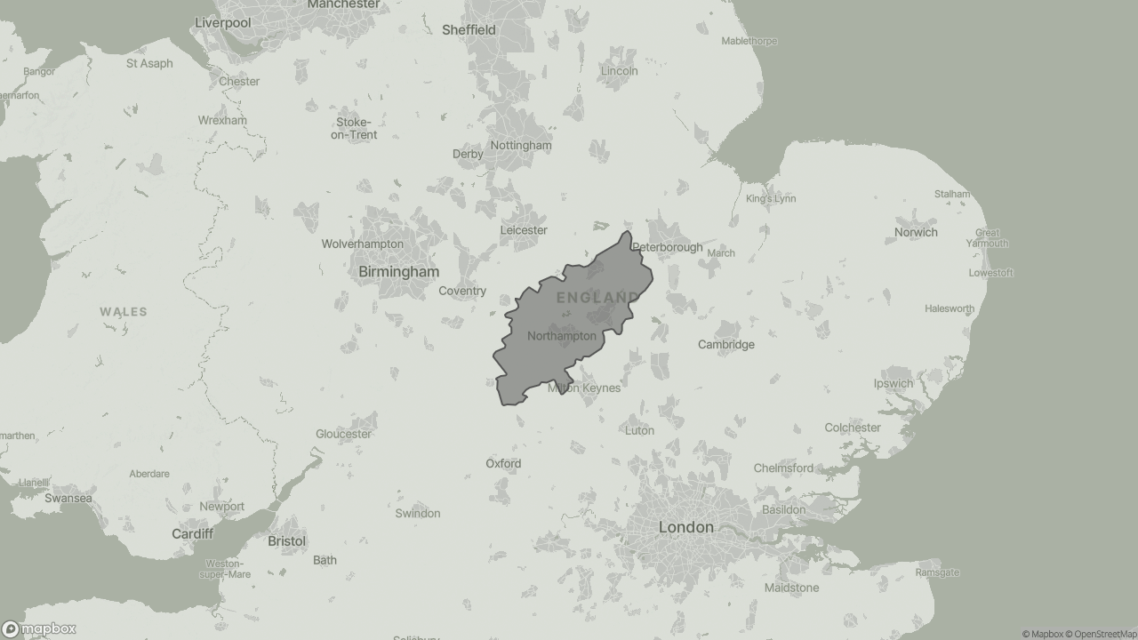 Map of Funding Live-in Care in Northamptonshire showing towns we provide care in