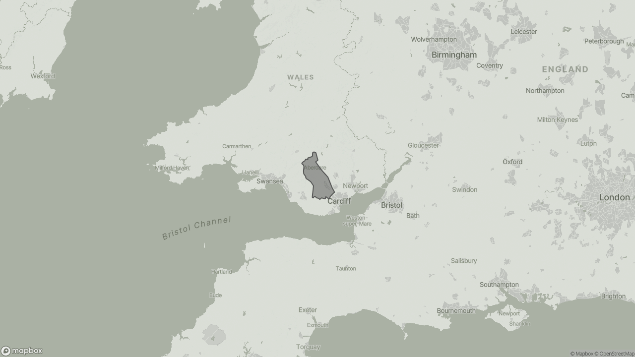 Map of Cost of Live-in Care in Rhondda, Cynon, Taff showing towns we provide care in