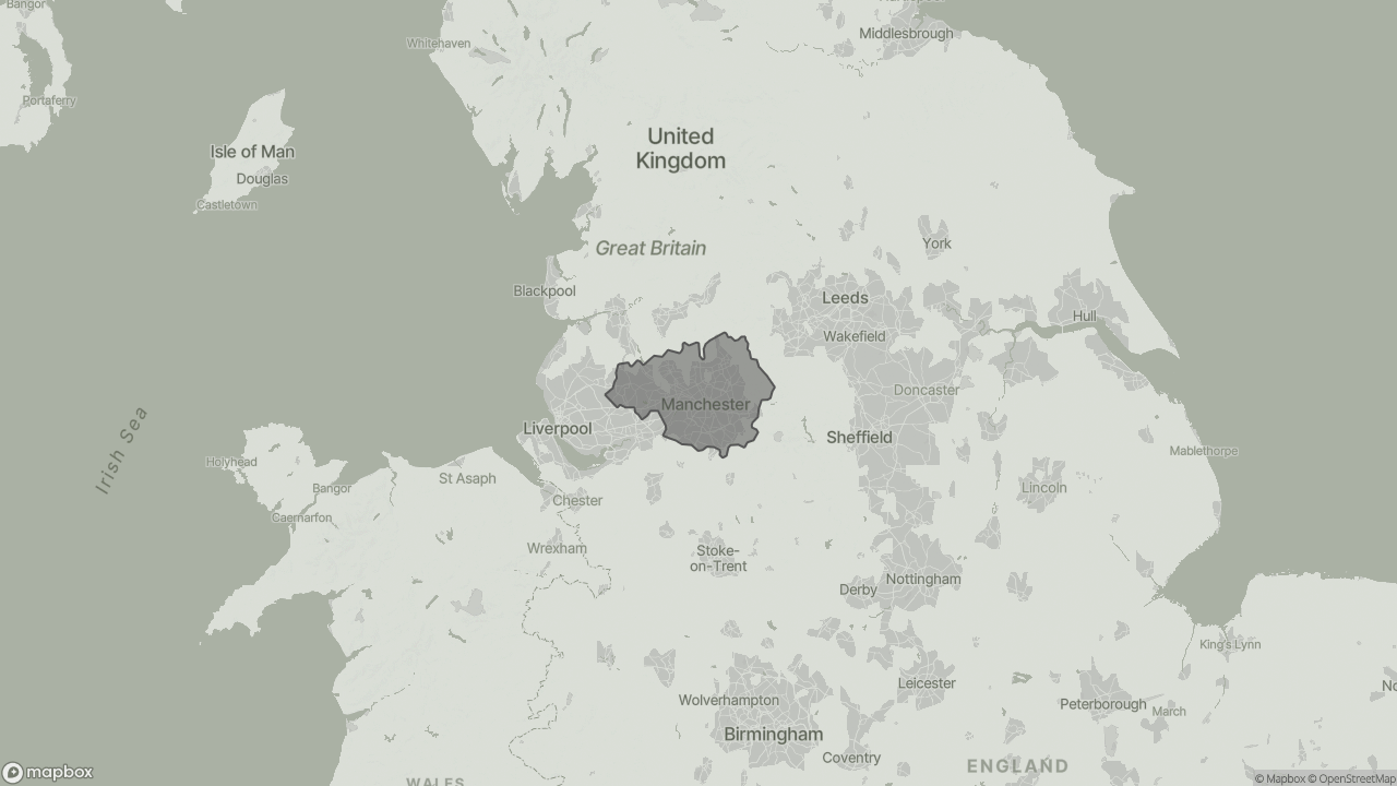 Map of Types of Home Care in Manchester showing towns we provide care in