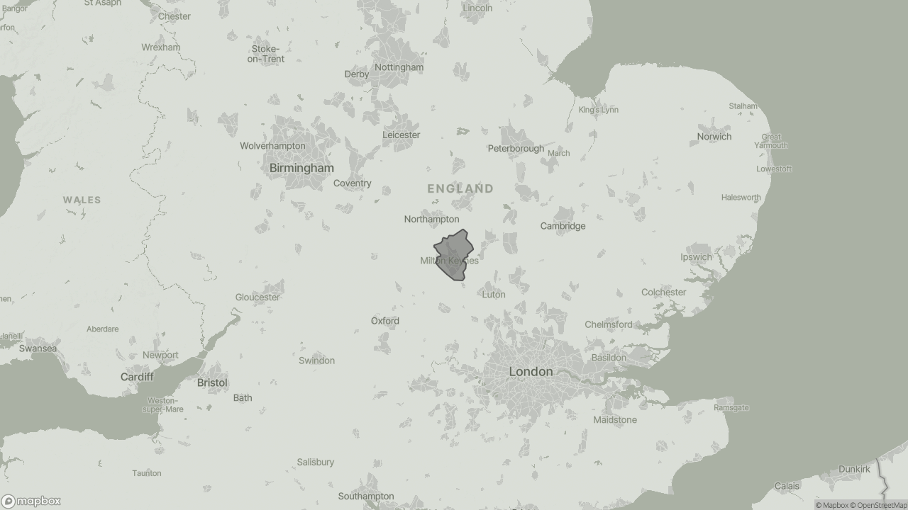 Map of Cost of Live-in Care in Milton Keynes showing towns we provide care in