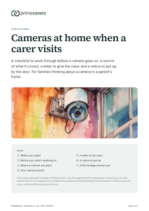 The cover of the PrimeCarers home camera kit