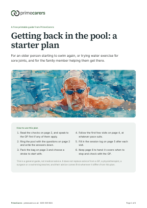 The cover of the PrimeCarers swimming starter plan