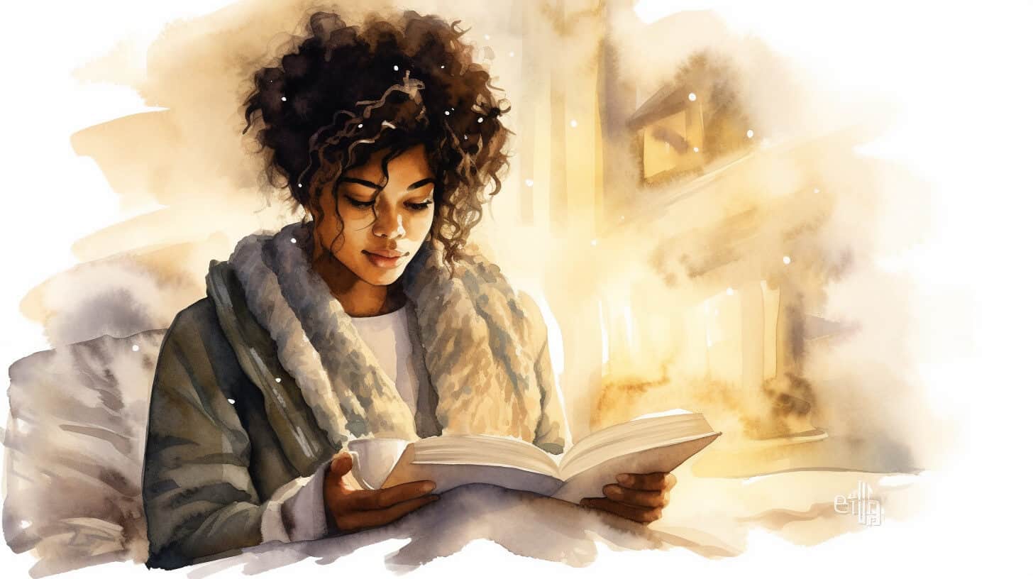 A carer relaxing with a cup of tea and a book in the evening, in the quiet of her own room