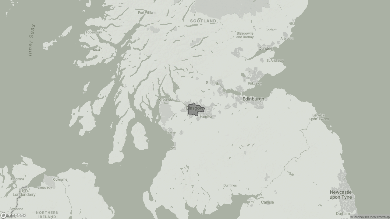 Map of Best Live-in Carers in Glasgow showing towns we provide care in